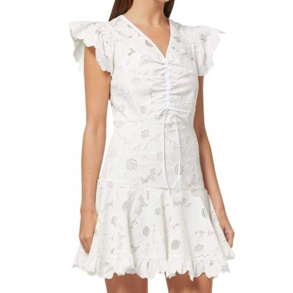 Sandro Paris Brasilia Embroidered Lace Mini Dress White Size 36/S NWT $445